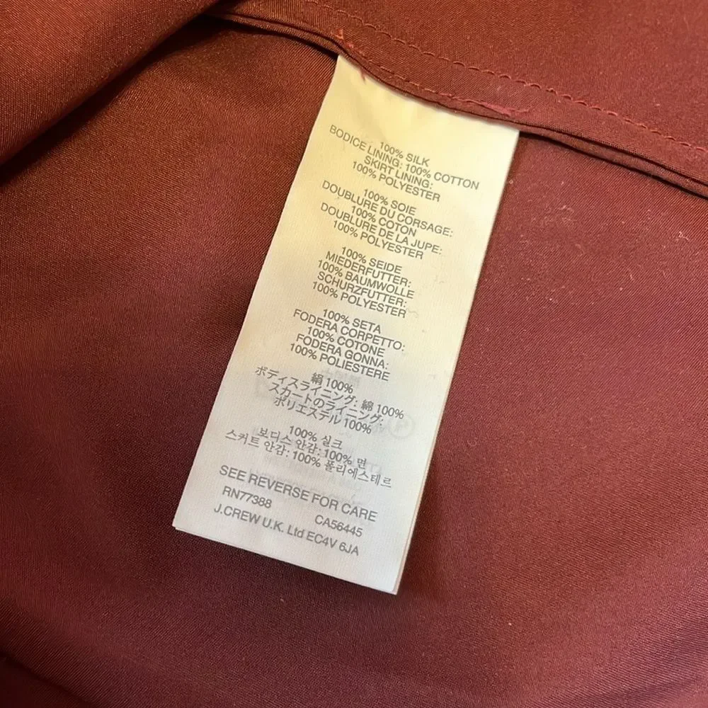 J Crew Women's Nadia Silk Chiffon Dress Cocktail Party Wedding Burgundy Sz 6 NWT - Picture 11 of 15